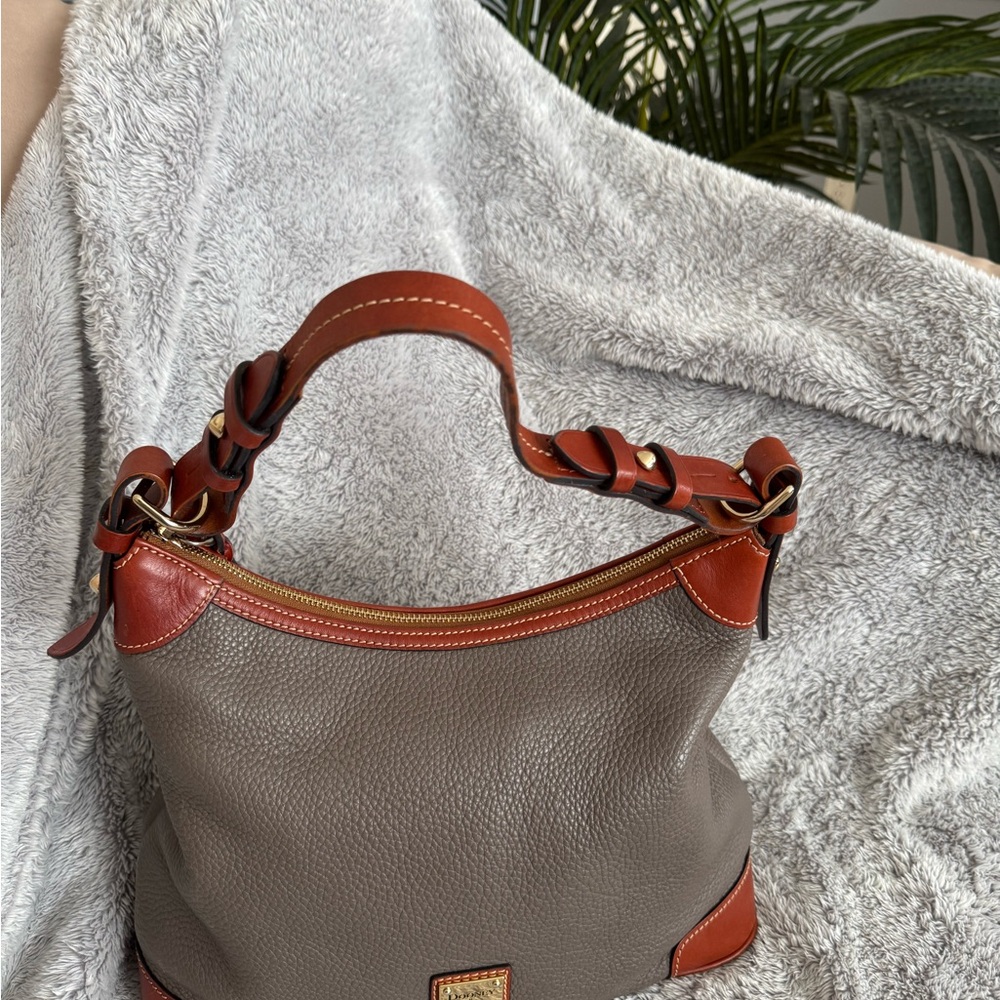 Dooney & Bourke Gray and Tan Leather Shoulder Bag